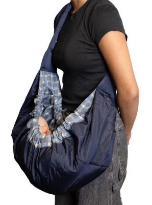 Musuos Sling Carrier with blue and white plaid inner fabric