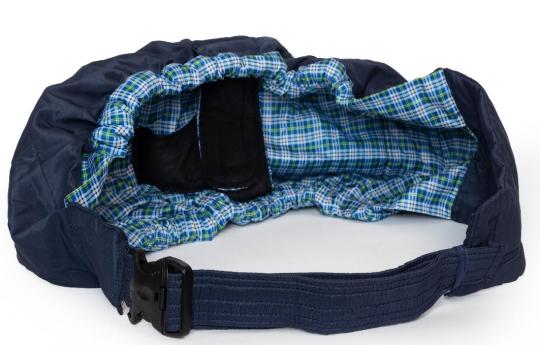 N\C Sling Carrier with blue, yellow and white plaid inner fabric