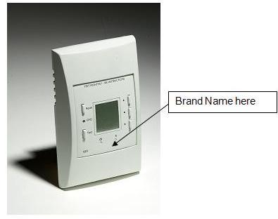 Recalled thermostat with location of brand name indicated