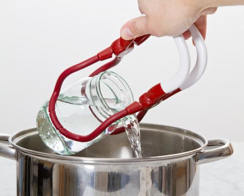 The jar lifter is designed for lifting canning jars out of boiling water.