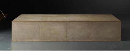 Recalled Smythson Shagreen rectangle coffee table in smoke and brass