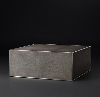 Recalled Smythson Shagreen square coffee table in smoke and steel