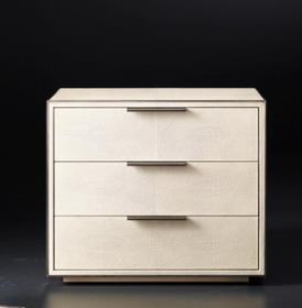 Recalled Smythson Shagreen closed nightstand in in dove and pewter