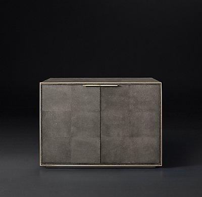 Recalled Smythson Shagreen two-door sideboard in smoke and steel