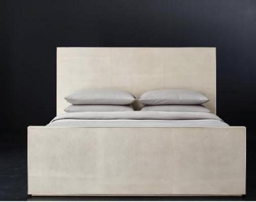 Recalled Smythson Shagreen bed with footboard in dove and pewter