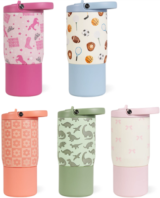 Recalled 14 oz. Sport Tumbler in Cowgirl, Sports, Daisy Checkers, Dinosaur and Bows patterns