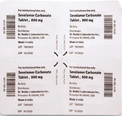 Recalled Dr. Reddy’s Sevelamer Carbonate Tablets 800 mg
