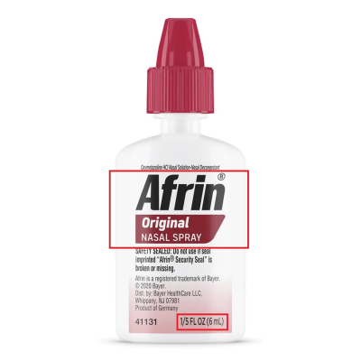 Recalled Afrin® 6mL Size Original Nasal Spray Bottles (Front of Bottle)