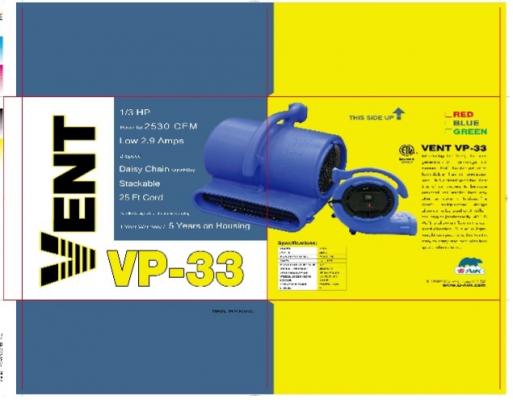 Recalled B-Air VP-33 Blower Fan Packaging