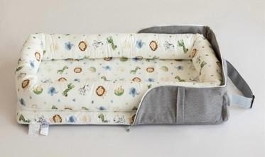 Joyful Journeys Baby Lounger in blue zoo animals