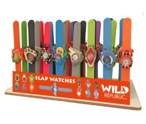 Close up of the recalled Wild Republic Slap Watches 