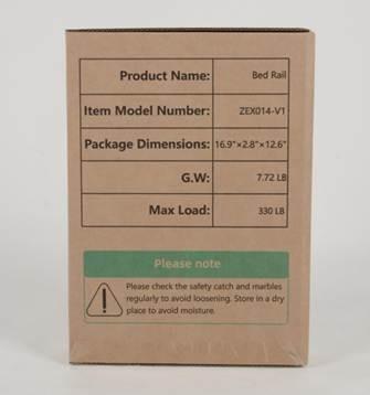 Recalled ZOLIQUEX Bed Rail Packaging