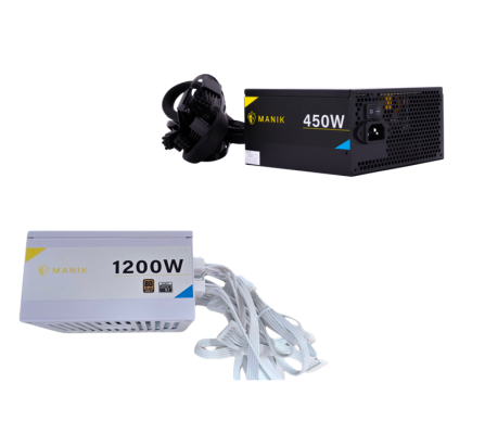 Recalled Manik 450W (Black) and Manik 1200W (White) Power Supply Units shown above.