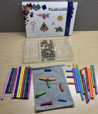 Violative Ocensmice Magnetic Building Sticks and Steel Balls Set contents and box