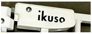“Ikuso” is printed on the latch on the top of the recalled gates. 