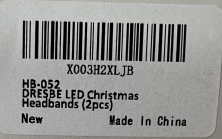 Label affixed to the recalled headband package