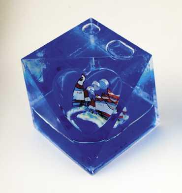 Pyramid-shaped Paperweight with Inner Heart
