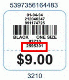 Model Number location on product tag attached to zip puller