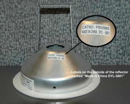 Recalled Light Fixture label