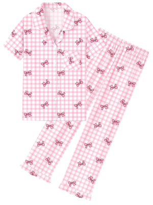 Recalled QZH.DUAO Children’s Pajama Sets - Pink Bow 
