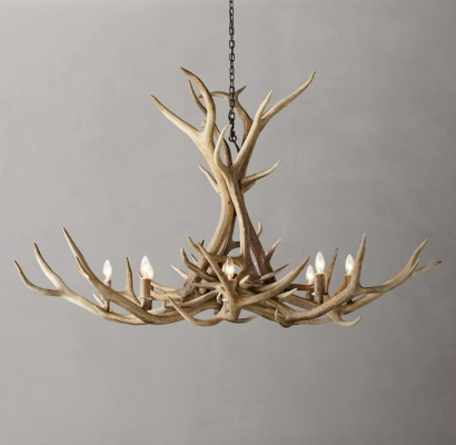 Recalled RH 60” Natural Antler Chandeliers