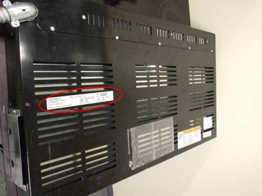 Cooktop serial plate—underside of recalled unit