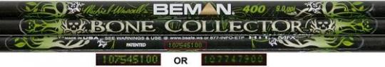 Recalled Beman Bone Collector Arrow label