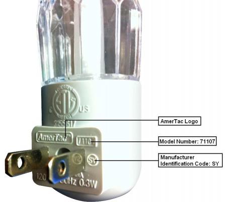 Recalled Forever-Glo® Cylinder Nite Lite, side view