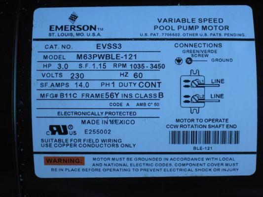 Pool pump motor label