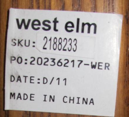 Dover dining table label