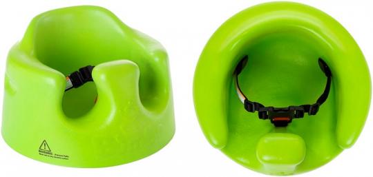 Bumbo seat with restraint belt repair (side view and top view)