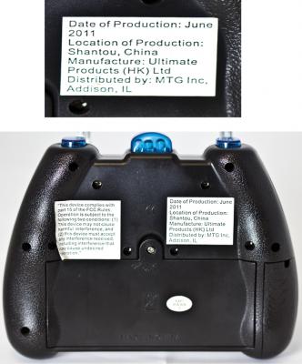 Back of remote control for Banshee Helicopter with lights