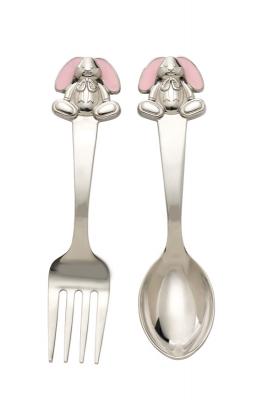 Reed and Barton Gingham Bunny fork and spoon set