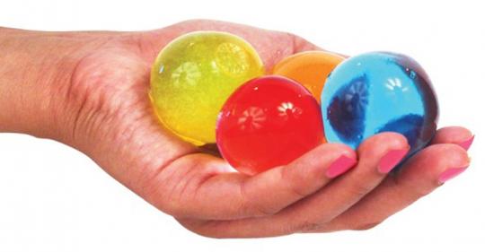 Water-absorbing polymer balls can grow to 400 times their original size.