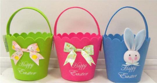 Blue, Bright Green and Bright Pink Easter Basket