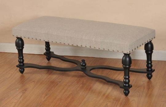 Recalled StyleCraft linen upholstered stretcher bench
