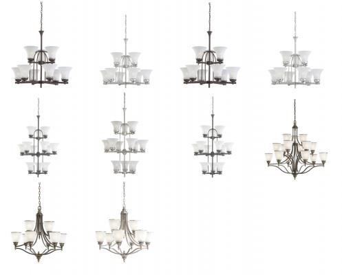 10 Versions of recalled Seagull Chandeliers. Please see chart in recall for full images of all lighting involved.