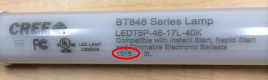 Date Code:  Commercial LED T8 Lamp
