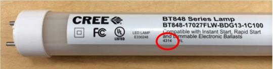 Date Code:  Consumer LED T8 Lamp