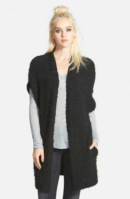 Nordstrom Leith Brand Open Vest Sweater in Black
