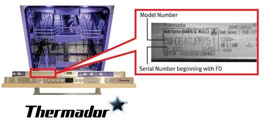 Thermador dishwasher model and serial number location