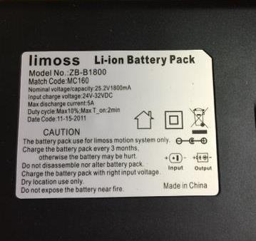 Label on recalled Limoss AKKU-PACK battery power pack