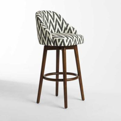 Saddle Bar Stool with Slate Chevron Upholstery