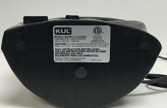 KUL Fan Heater Model Label