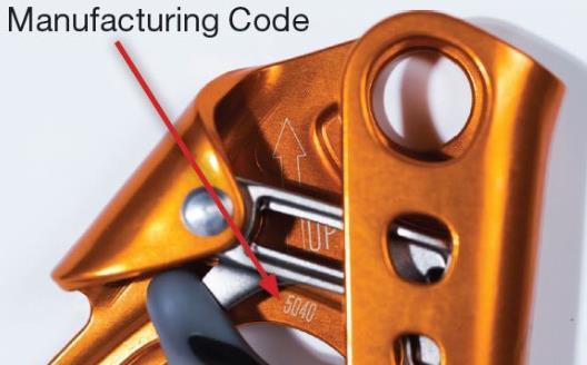 Location of manufacturing code on Index Ascenders