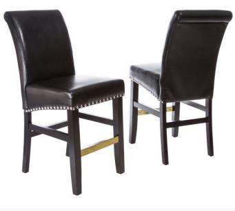 Louigi Black Leather Counter Stool