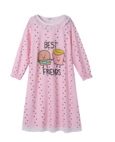 Recalled Arshiner nightgown - “Hamburger and fries best friends” print