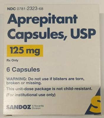 Recalled Aprepitant Capsules 125 mg – NDC 0781-2323-68 – Carton