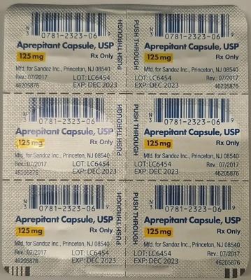 Recalled Aprepitant Capsules 125 mg – NDC 0781-2323-06 – Blister
