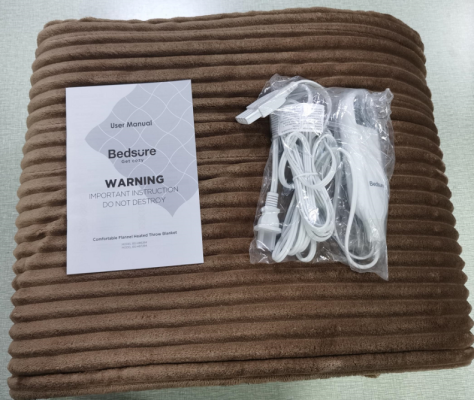 Recalled Electric Ribbed Flannel Heating Blanket with White Digital Controller Model BS-HB7284